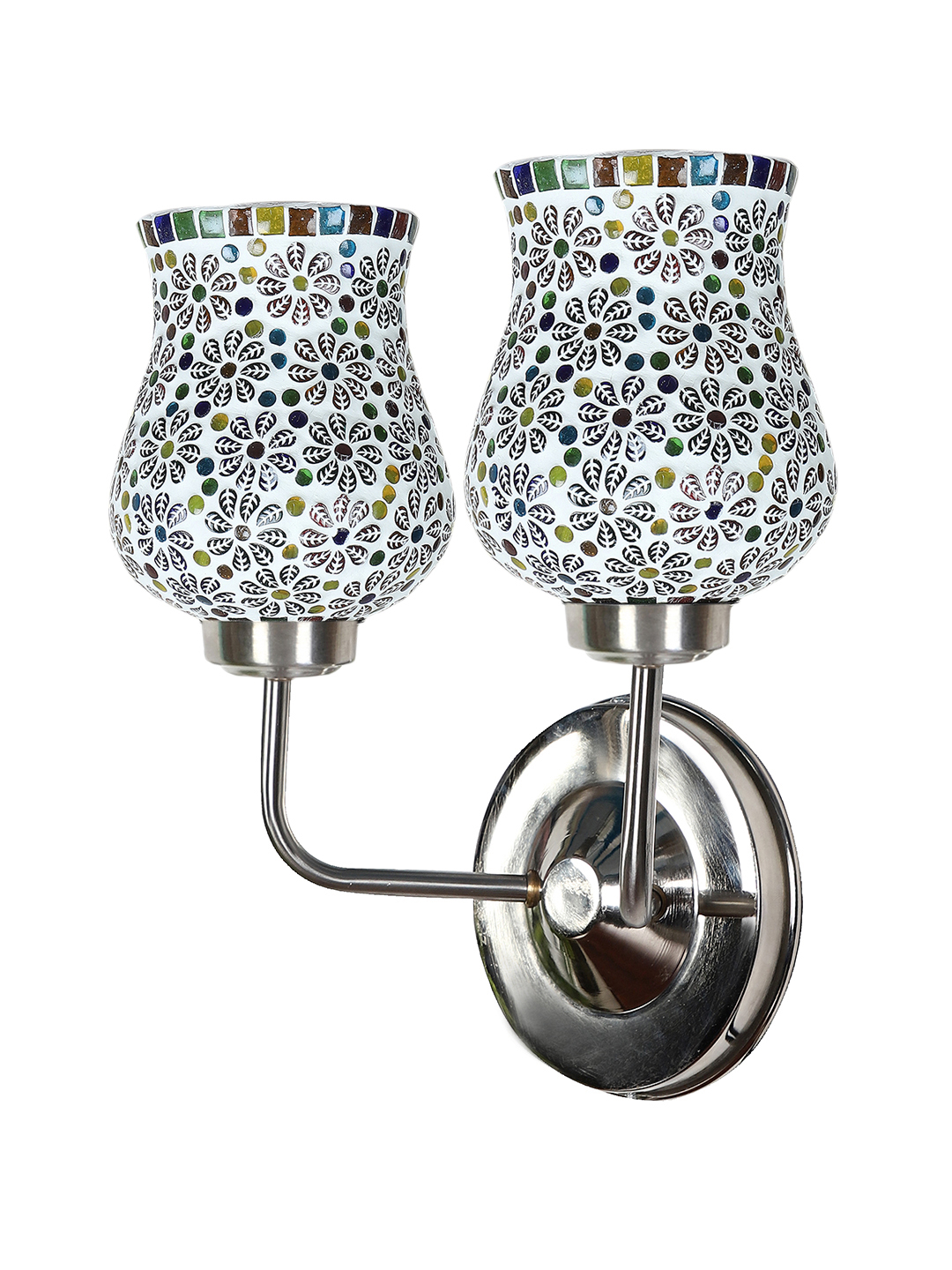 Ambika Home Dual Multicolor Mosaic Glass Wall Mounted Lamp with Steel Base Decorative Wall Lamp for Living Room, Bedroom & Hallway - Image 8