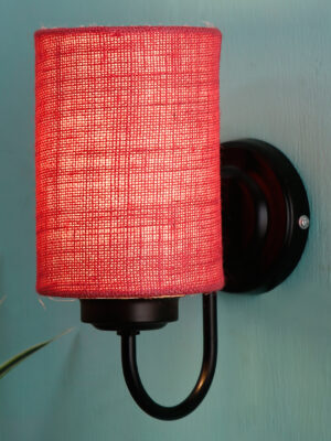 Ambika Home Pink Jute Wall Mounted Lamp Iron Base Decorative Wall Lamp for Living Room, Bedroom & Hallway