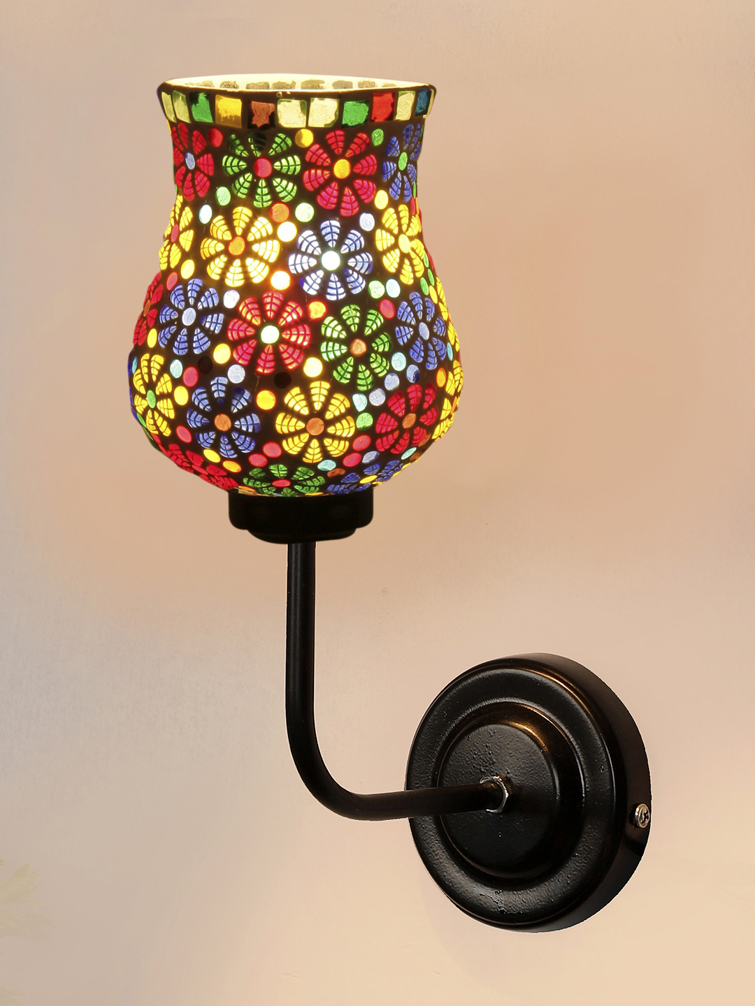 Ambika Home Multicolor Mosaic Glass shade wall mounted lamp with iron base Decorative Wall Lamp for Living Room, Bedroom & Hallway - Image 6