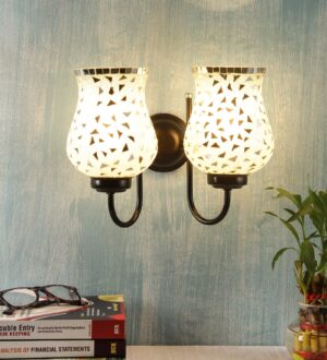 Ambika Home Dual wall Mounted Lamp with Mosaic Glass Decorative Wall Lamp for Living Room, Bedroom & Hallway
