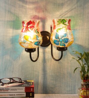 Ambika Home Dual wall Mounted Lamp with Mosaic Glass Decorative Wall Lamp for Living Room, Bedroom & Hallway
