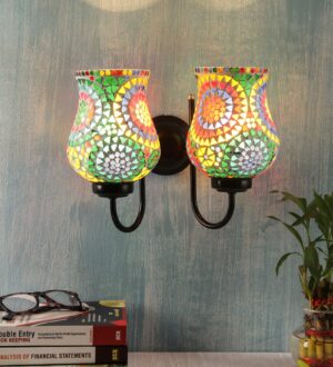 Ambika Home Dual wall Mounted Lamp with Mosaic Glass Decorative Wall Lamp for Living Room, Bedroom & Hallway