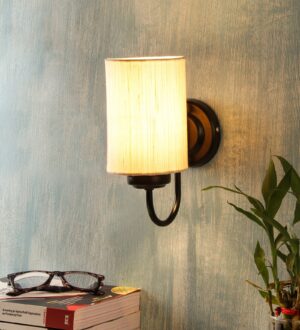 Ambika Home Off White Cotton Wall Mounted Lamp with Iron Base Decorative Wall Lamp for Living Room, Bedroom & Hallway