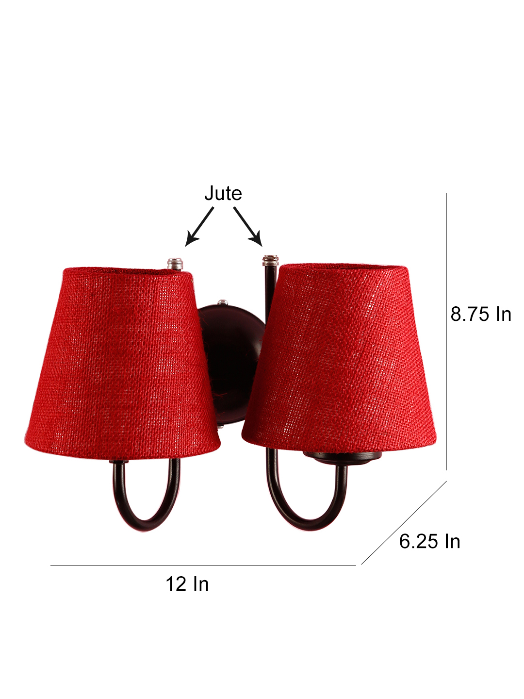 Ambika Home Dual Maroon Jute Wall Mounted Lamp Iron Base Decorative Wall Lamp for Living Room, Bedroom & Hallway - Image 6