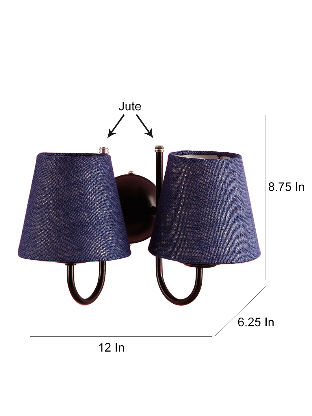 Ambika Home Dual Blue Jute Wall Mounted Lamp Iron Base Decorative Wall Lamp for Living Room, Bedroom & Hallway - Image 6
