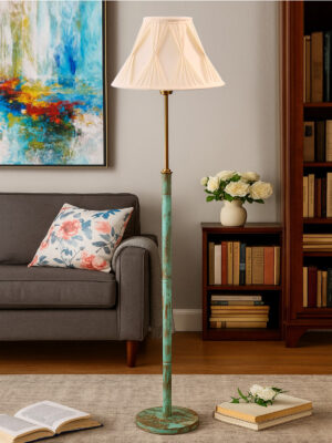 Ambika Home Off-white  Shade Premium Floor Lamp for Living Room, Bedroom & Hallway | Decorative Standing Light | E27 Holder Included Bulb