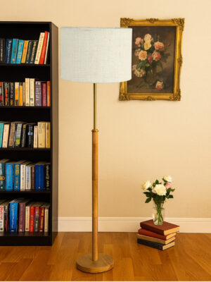 Ambika Home White  Shade Premium Floor Lamp for Living Room, Bedroom & Hallway | Decorative Standing Light | E27 Holder Included Bulb