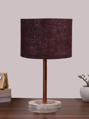 Ambika Home Luxury Premium Devansh Multicolor cotton table lamp with  Natural  Wood Base  & Steel Pipe (10X16.25 inches)-38 Lamp with Multi Shade for Living Room, Bedroom & Hallway