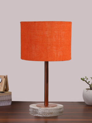 Ambika Home Luxury Premium Devansh Multicolor cotton table lamp with  Natural  Wood Base  & Steel Pipe (10X16.25 inches)-40 Lamp with Multi Shade for Living Room, Bedroom & Hallway