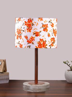 Ambika Home Luxury Premium Devansh Beige Jute table lamp with  Natural  Wood Base  & Steel Pipe  & Steel Pipe (10X16.25 inches)-34 Lamp with Beige Shade for Living Room, Bedroom & Hallway
