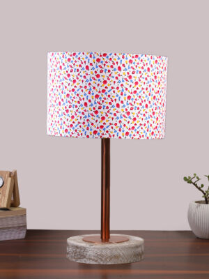 Ambika Home Luxury Premium Devansh Maroon Jute table lamp with g Natural  Wood Base  & Steel Pipe (10X16.25 inches)-36 Lamp with Maroon Shade for Living Room, Bedroom & Hallway