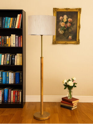 Ambika Home Off-white  Shade Premium Floor Lamp for Living Room, Bedroom & Hallway | Decorative Standing Light | E27 Holder Included Bulb