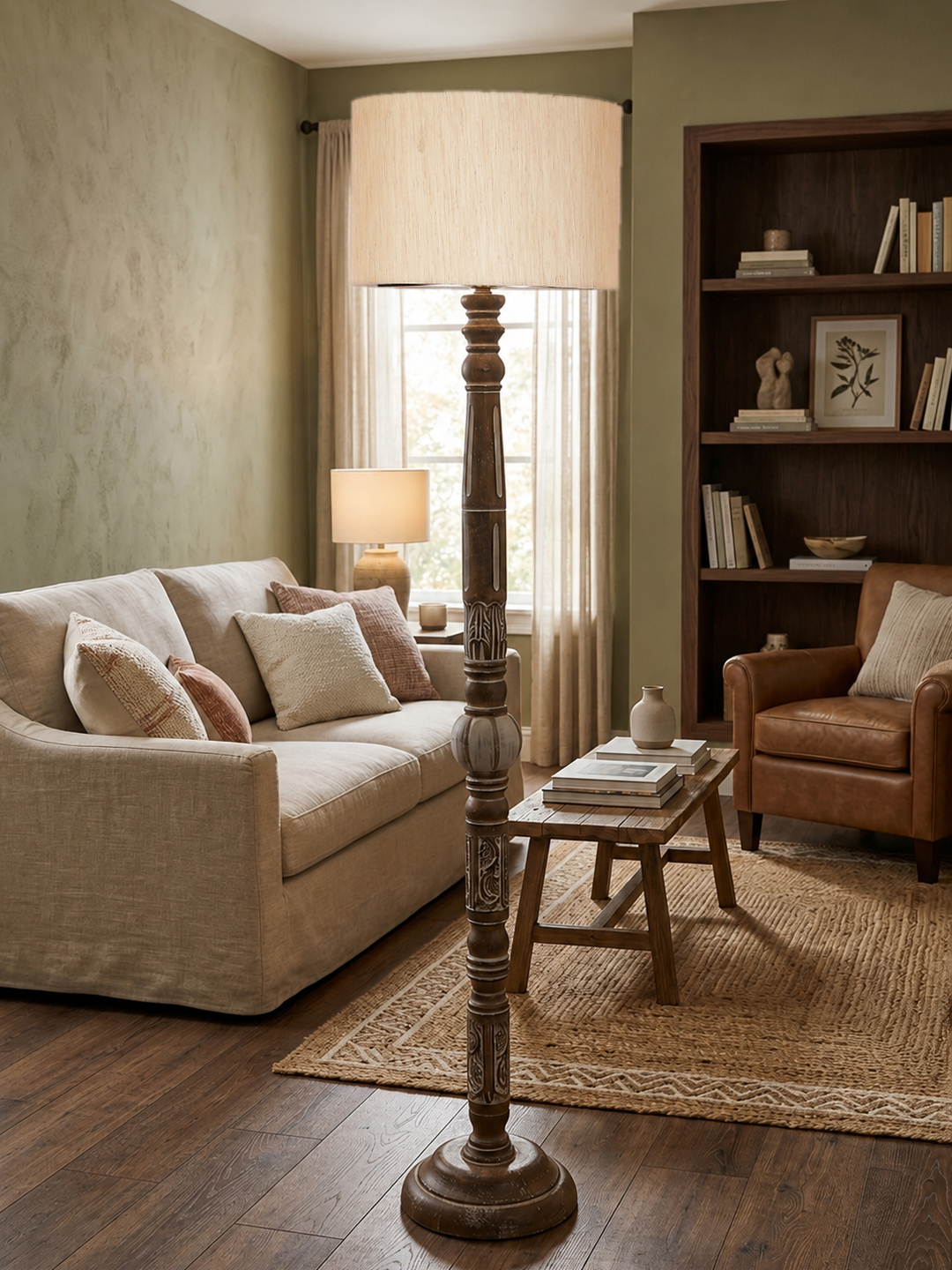 Ambika Home Nordic Bloom White Brushed Floor Lamp | Premium Living Room, Bedroom & Hallway Lighting | E27 Holder & Bulb Included
