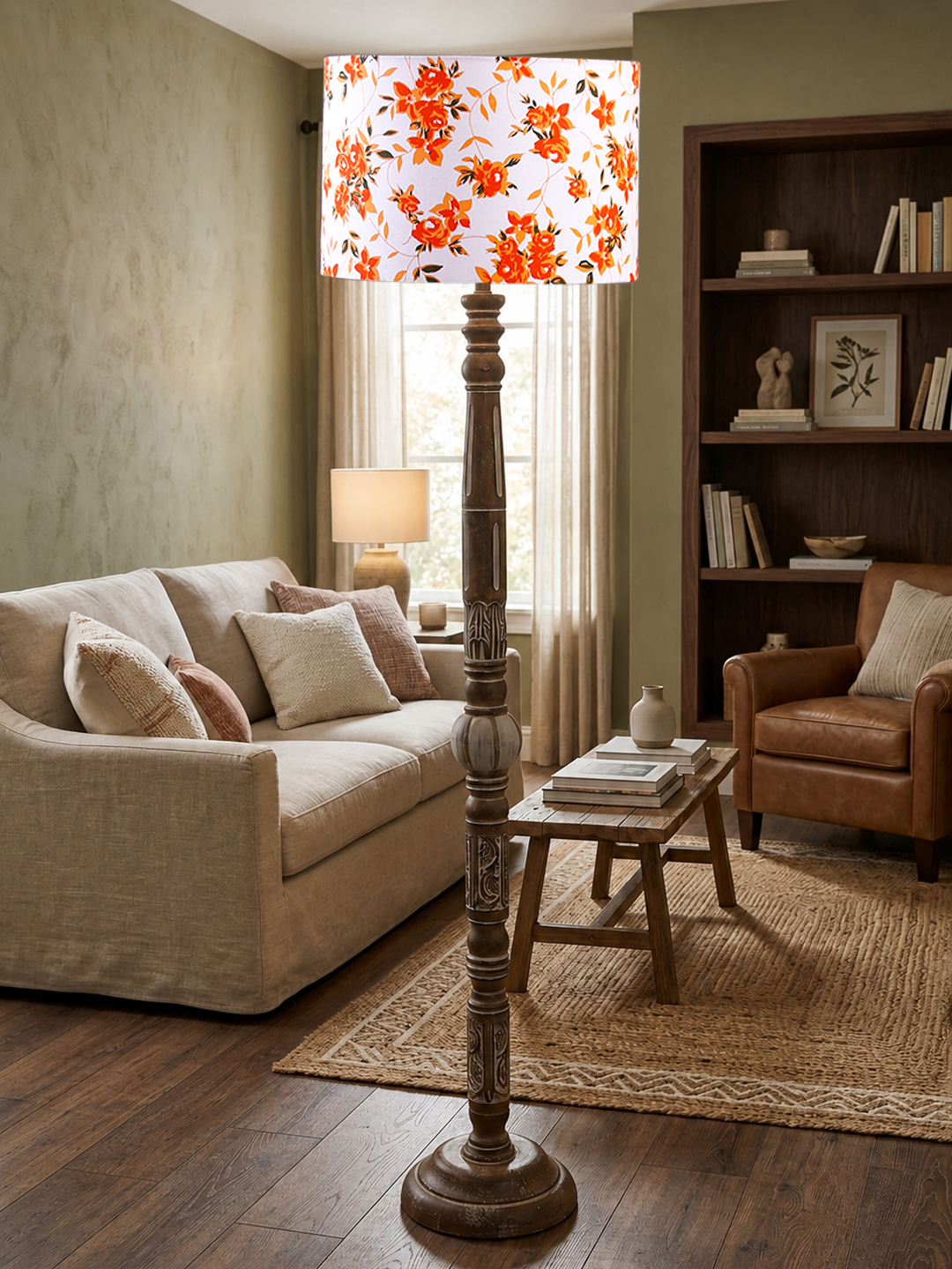 Ambika Home Serene Vista White Brushed Floor Lamp | Premium Living Room, Bedroom & Hallway Lighting | E27 Holder & Bulb Included