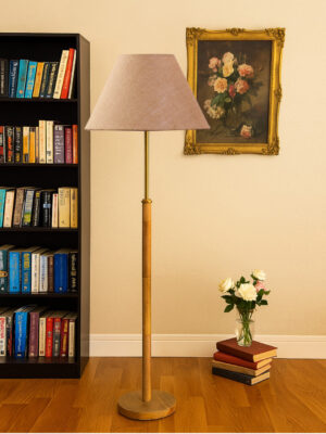 Ambika Home Beige  Shade Premium Floor Lamp for Living Room, Bedroom & Hallway | Decorative Standing Light | E27 Holder Included Bulb