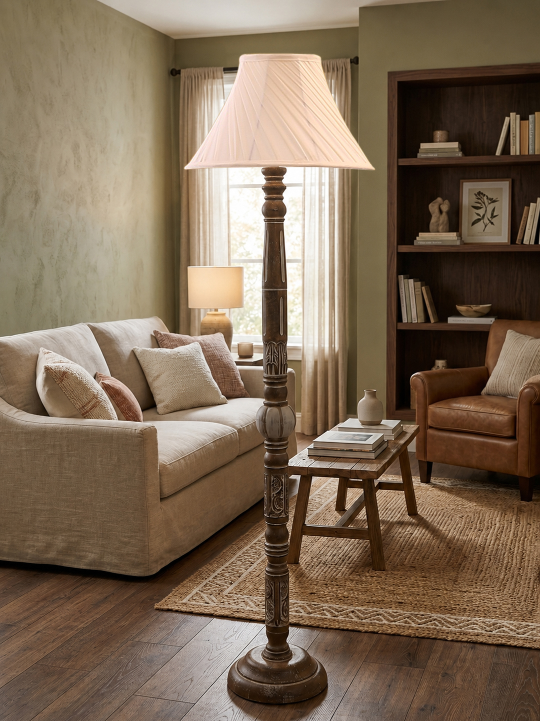 Ambika Home Serene Vista White Brushed Floor Lamp | Premium Living Room, Bedroom & Hallway Lighting | E27 Holder & Bulb Included