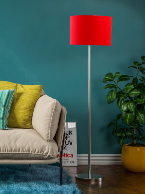 Ambika Home Premium Red  Designer Floor Lamp in Steel Finish for Modern Interiors | E27 Holder Included Bulb