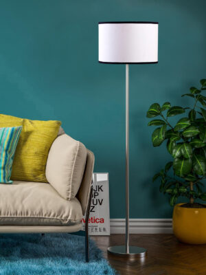 Ambika Home Signature White  Decorative Steel Floor Lamp for Premium Living Spaces | E27 Holder Included Bulb