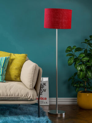 Ambika Home Luxury Maroon  Steel Floor Lamp for Designer Living Rooms | Premium Statement Lighting | E27 Holder Included Bulb