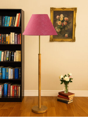 Ambika Home Pink  Shade Premium Floor Lamp for Living Room, Bedroom & Hallway | Decorative Standing Light | E27 Holder Included Bulb