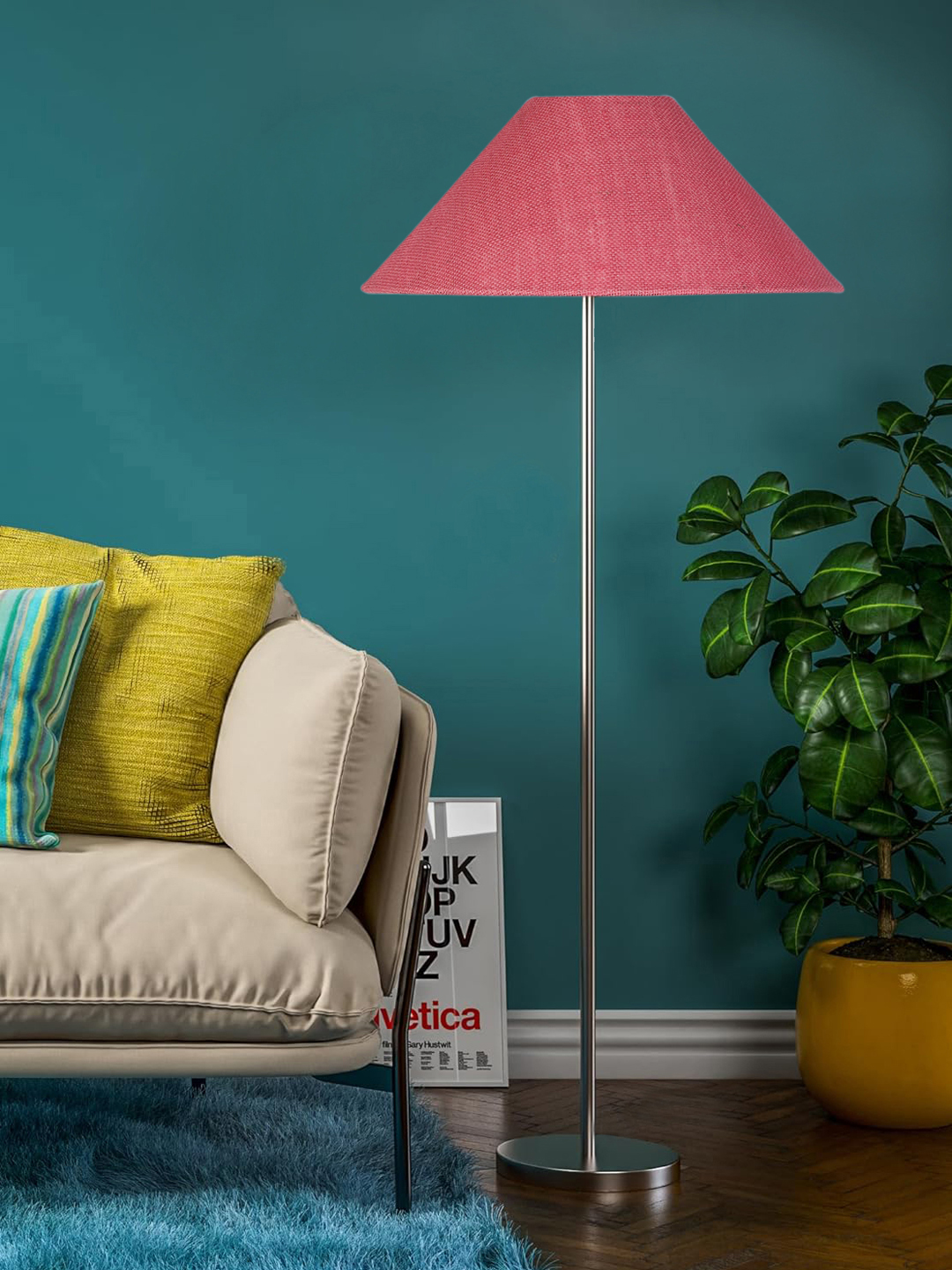 Ambika Home Signature Pink Decorative Steel Floor Lamp for Premium Living Spaces | E27 Holder Included Bulb