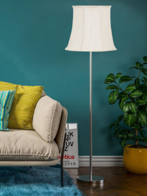 Ambika Home Grand Off-white  Steel Standing Lamp for Lounge, Villa & Hotel Interiors | E27 Holder Included Bulb