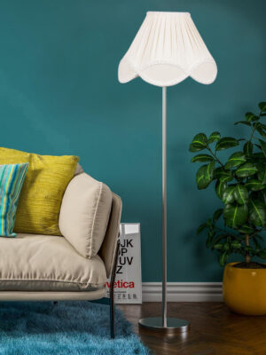 Ambika Home Luxury Off-white  Steel Floor Lamp for Designer Living Rooms | Premium Statement Lighting | E27 Holder Included Bulb