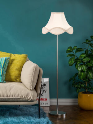 Ambika Home Premium Off-white  Designer Floor Lamp in Steel Finish for Modern Interiors | E27 Holder Included Bulb