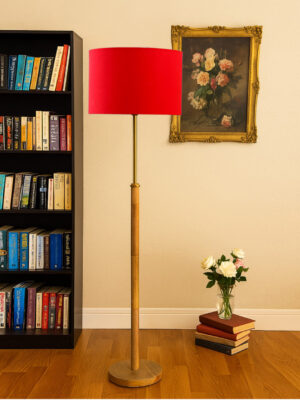 Ambika Home Red  Shade Premium Floor Lamp for Living Room, Bedroom & Hallway | Decorative Standing Light | E27 Holder Included Bulb