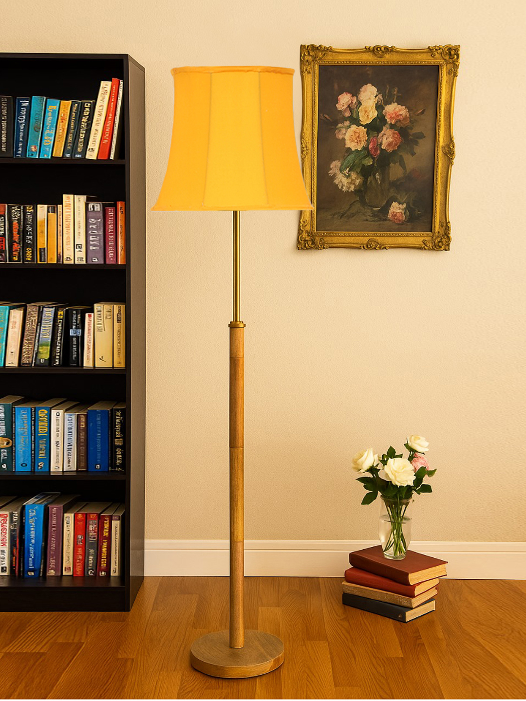 Ambika Home Yellow Shade Premium Floor Lamp for Living Room, Bedroom & Hallway | Decorative Standing Light | E27 Holder Included Bulb