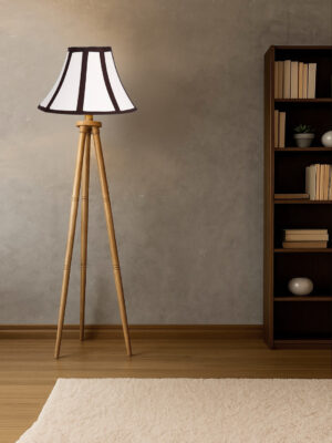 Ambika Home Multi  Shade Wooden Natural Tripod Floor Lamp for Living Room, Bedroom & Hotel Decor | E27 Holder Included Bulb