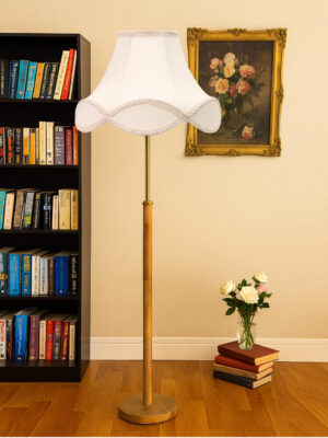 Ambika Home Off-white  Shade Premium Floor Lamp for Living Room, Bedroom & Hallway | Decorative Standing Light | E27 Holder Included Bulb