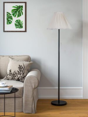 Ambika Home Off-white  Shade Luxury Floor Lamp for Living Room & Bedroom | E27 Holder Included Bulb