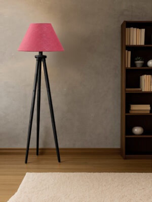 Ambika Home Designer Pink  Wooden Tripod Floor Light for Living Space & Hotels | E27 Holder Included Bulb