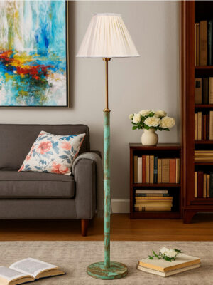Ambika Home Off-white  Shade Premium Floor Lamp for Living Room, Bedroom & Hallway | Decorative Standing Light | E27 Holder Included Bulb