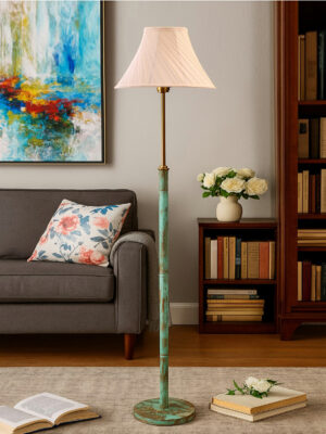 Ambika Home Off-white  Shade Premium Floor Lamp for Living Room, Bedroom & Hallway | Decorative Standing Light | E27 Holder Included Bulb