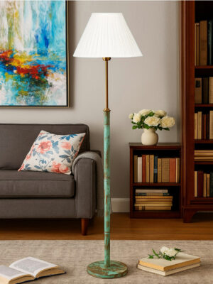 Ambika Home Off-white  Shade Premium Floor Lamp for Living Room, Bedroom & Hallway | Decorative Standing Light | E27 Holder Included Bulb
