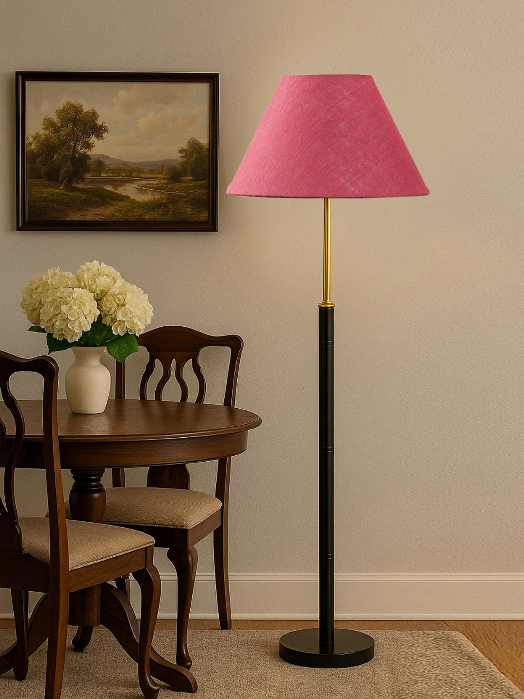 Ambika Home Pink Shade Premium Floor Lamp for Living Room, Bedroom & Hallway | Decorative Standing Light | E27 Holder Included Bulb