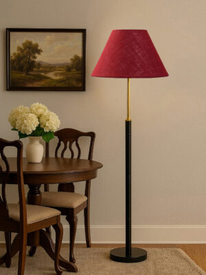 Ambika Home Maroon  Shade Premium Floor Lamp for Living Room, Bedroom & Hallway | Decorative Standing Light | E27 Holder Included Bulb