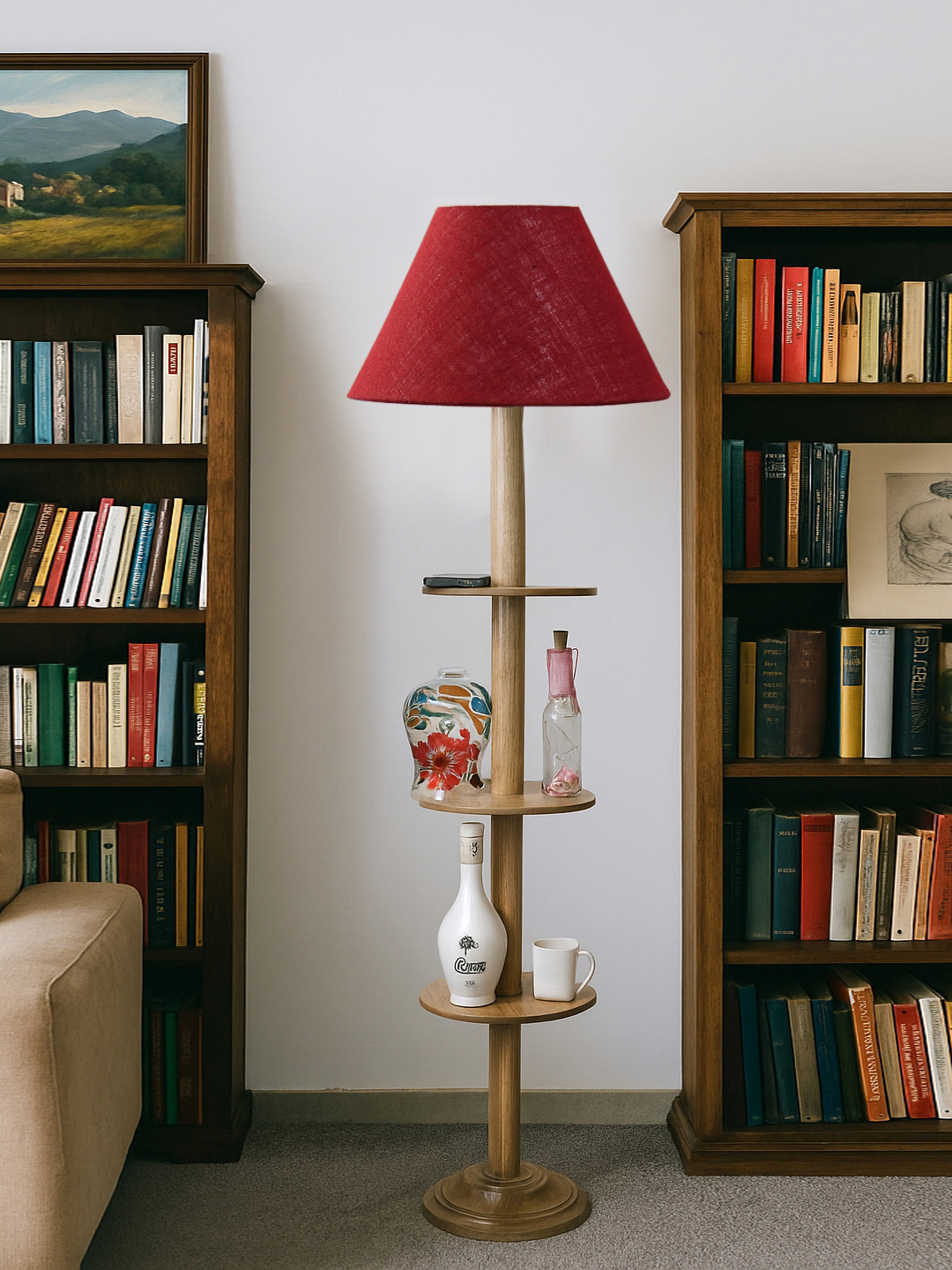 Ambika Home White Shade Premium Floor Lamp for Living Room, Bedroom & Hallway | Decorative Standing Light | E27 Holder Included Bulb