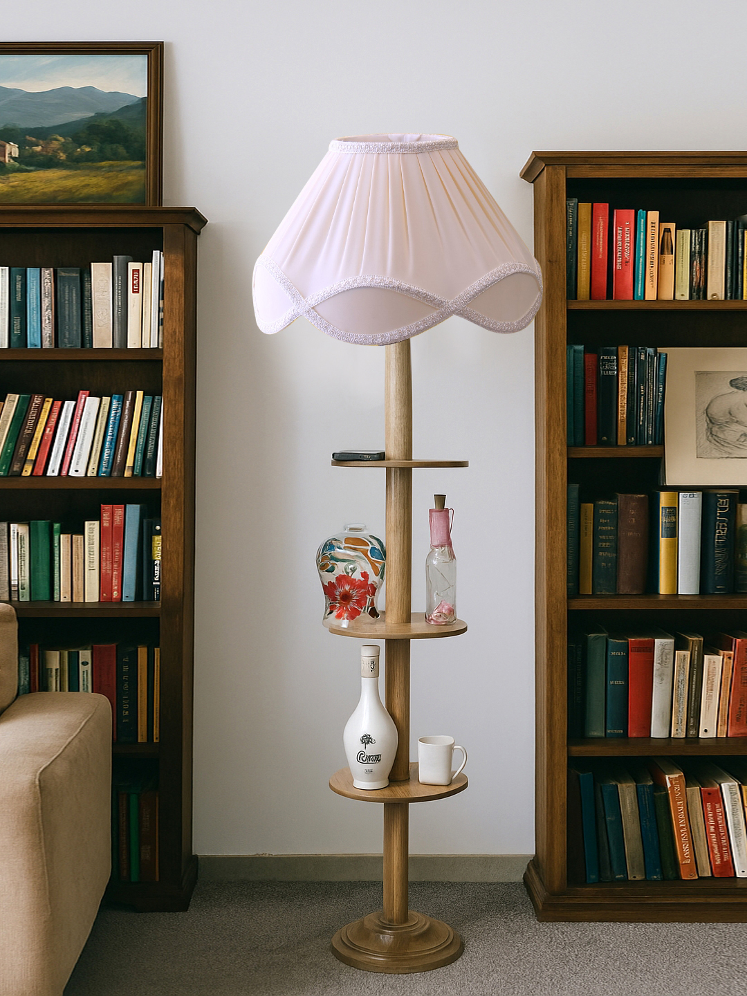 Ambika Home Off-white Shade Premium Floor Lamp for Living Room, Bedroom & Hallway | Decorative Standing Light | E27 Holder Included Bulb