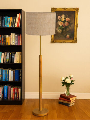 Ambika Home Beige  Shade Premium Floor Lamp for Living Room, Bedroom & Hallway | Decorative Standing Light | E27 Holder Included Bulb