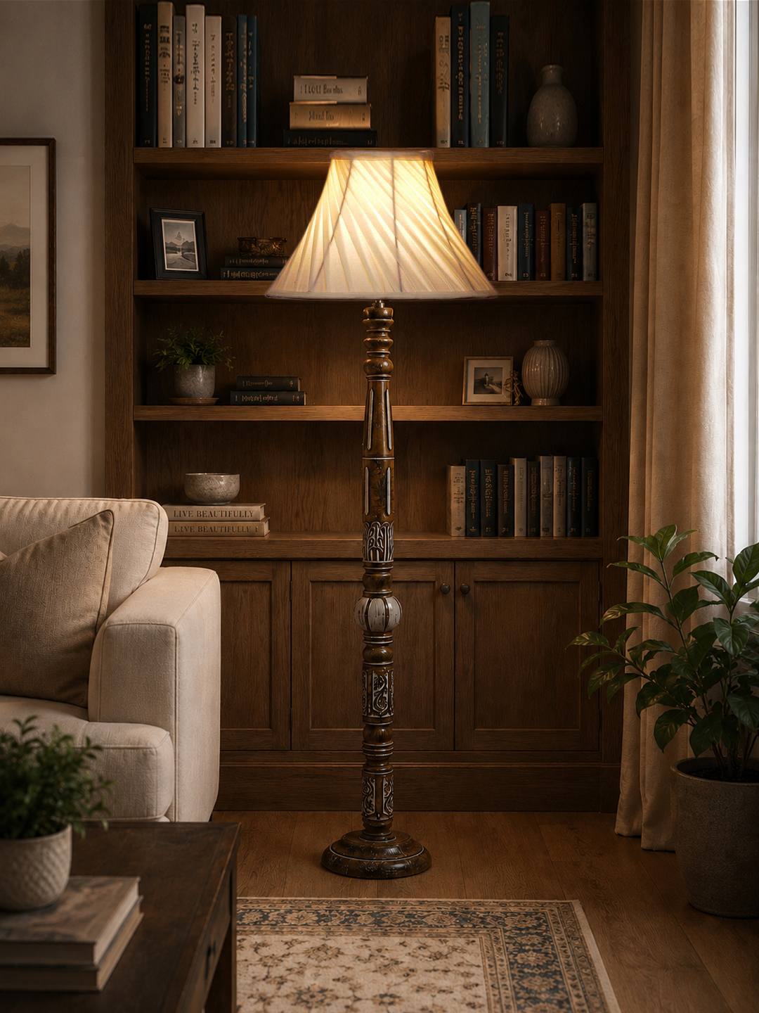 Ambika Home Serene Vista White Brushed Floor Lamp | Premium Living Room, Bedroom & Hallway Lighting | E27 Holder & Bulb Included - Image 2