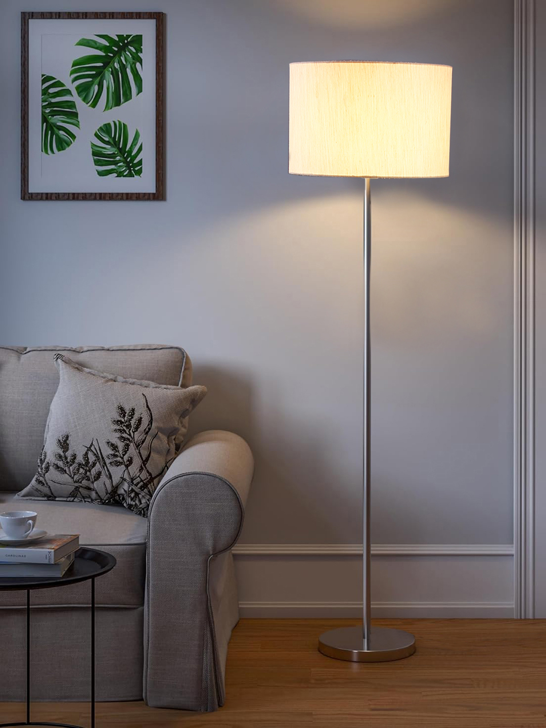 Ambika Home Luxury Off-white Steel Floor Lamp for Designer Living Rooms | Premium Statement Lighting | E27 Holder Included Bulb - Image 2
