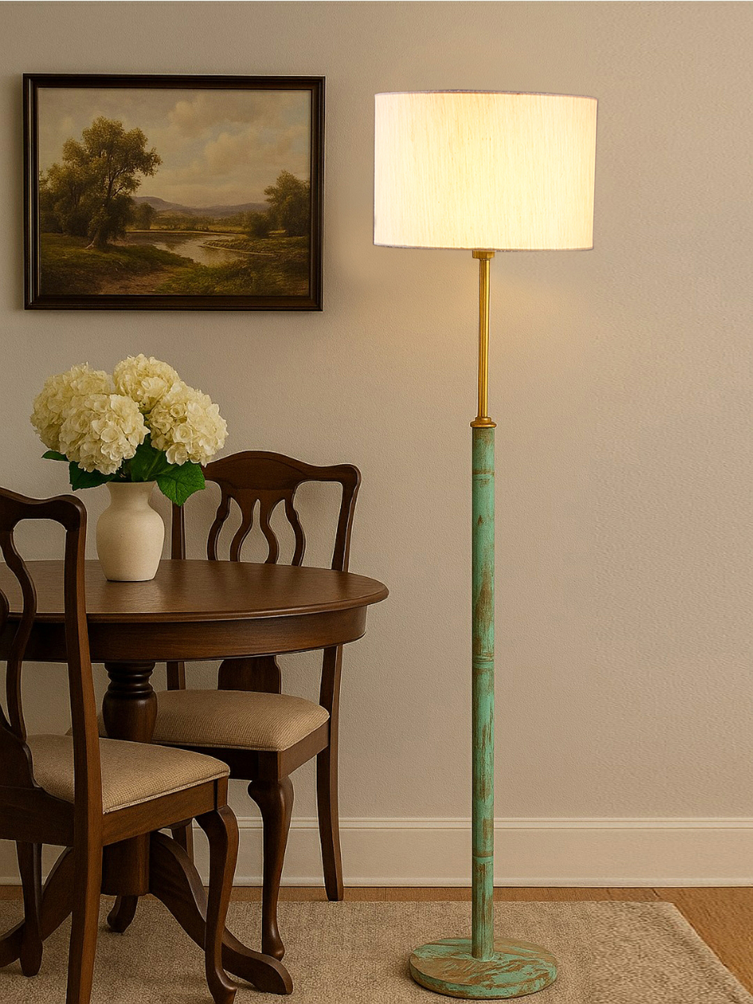 Ambika Home Off-white Shade Premium Floor Lamp for Living Room, Bedroom & Hallway | Decorative Standing Light | E27 Holder Included Bulb - Image 2