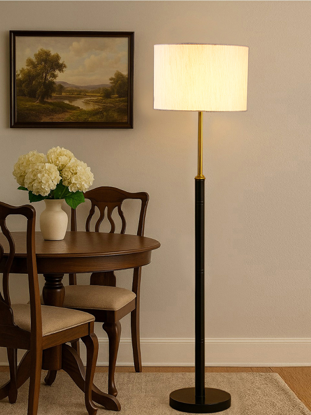 Ambika Home Off-white Shade Premium Floor Lamp for Living Room, Bedroom & Hallway | Decorative Standing Light | E27 Holder Included Bulb - Image 2