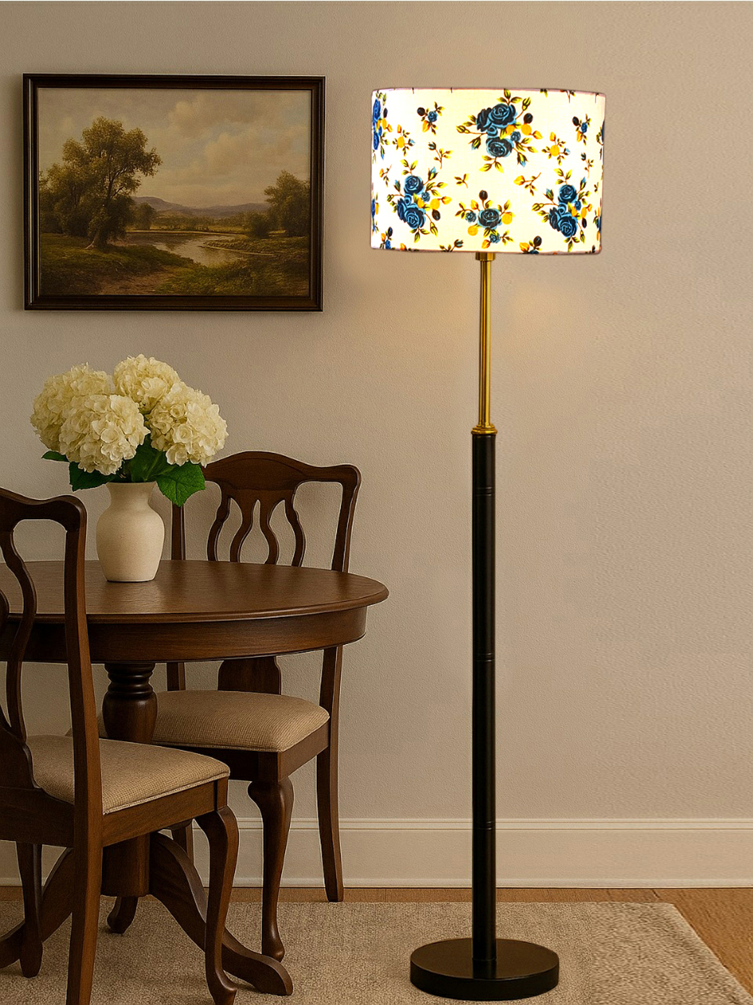 Ambika Home Blue Shade Premium Floor Lamp for Living Room, Bedroom & Hallway | Decorative Standing Light | E27 Holder Included Bulb - Image 2