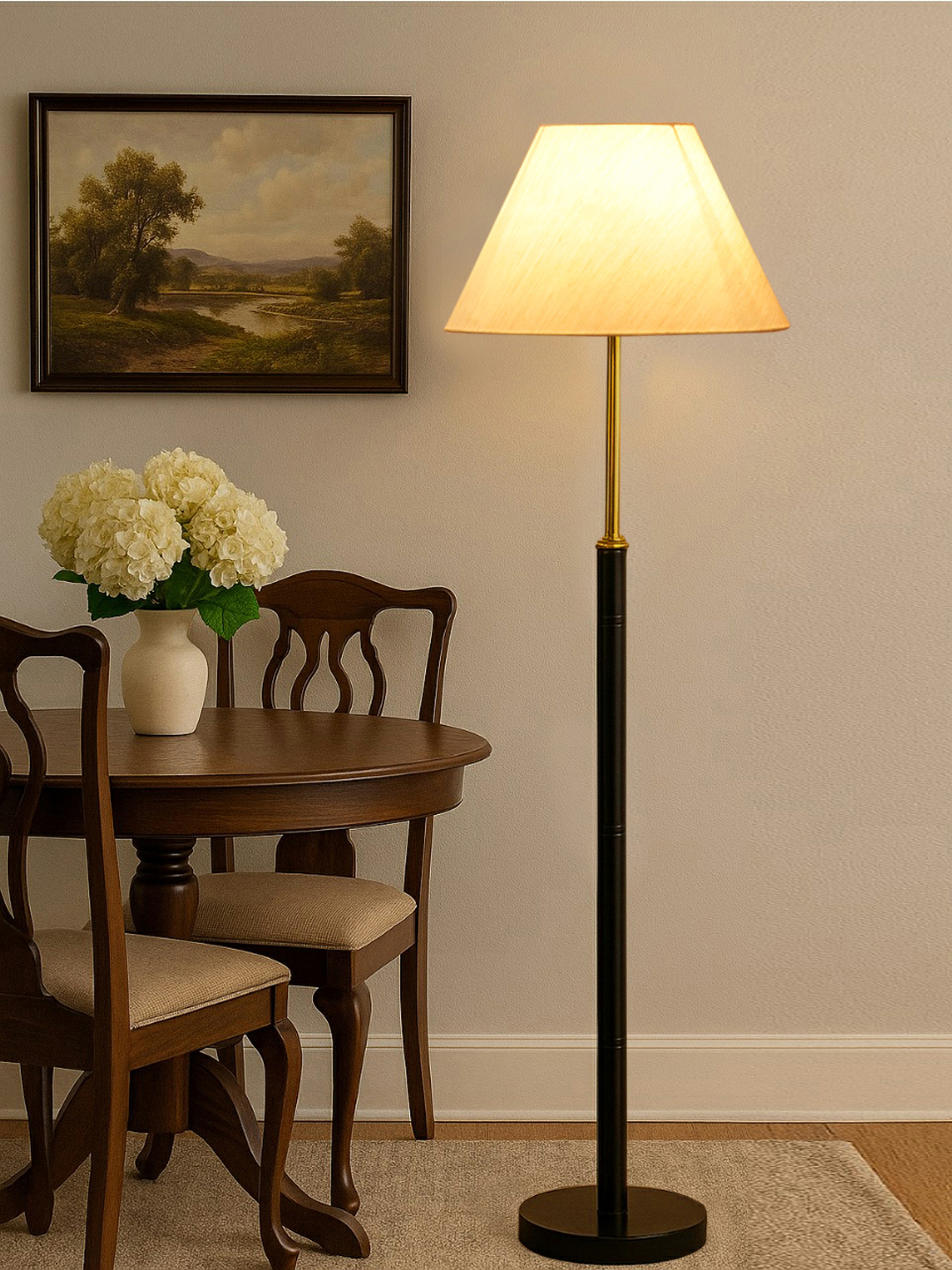 Ambika Home Off-white Shade Premium Floor Lamp for Living Room, Bedroom & Hallway | Decorative Standing Light | E27 Holder Included Bulb - Image 2