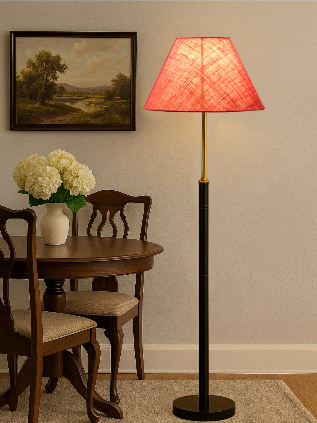 Ambika Home Pink Shade Premium Floor Lamp for Living Room, Bedroom & Hallway | Decorative Standing Light | E27 Holder Included Bulb - Image 2