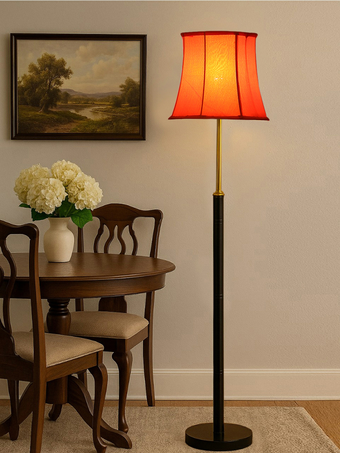 Ambika Home Orange Shade Premium Floor Lamp for Living Room, Bedroom & Hallway | Decorative Standing Light | E27 Holder Included Bulb - Image 2